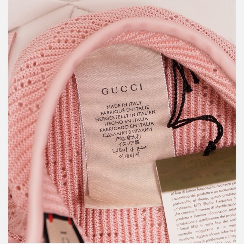 GUCCI GENUINE Pink Knit Beret with Ribbon Tie - Women's Fashion Accessory - Picture 8 of 10